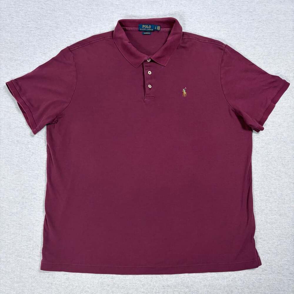 Polo Ralph Lauren Classic Fit Polo Shirt Size L Burgundy Cotton